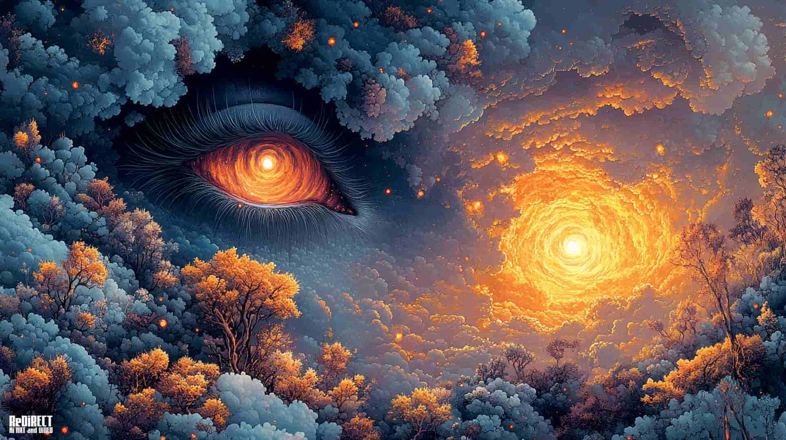 ojo en el cielo y nubes